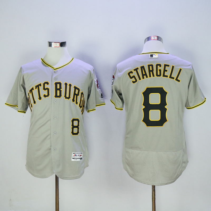 Men Pittsburgh Pirates 8 Stargell Grey Elite MLB Jerseys